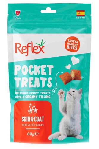 Reflex Pocket Treats Deri ve Tüy Bakımı Yetişkin Kedi Ödül Maması 60 gr - 1