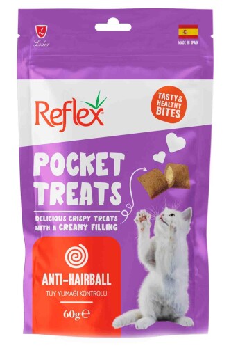 Reflex Pocket Treats Tüy Yumağı Kontrolü Yetişkin Kedi Ödül Maması 60 gr - 1