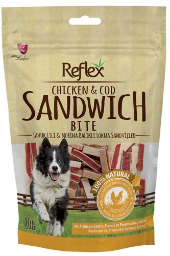Reflex Tavuk Etli Morina Balıklı Sandwich Köpek Ödülü 80 gr - 1