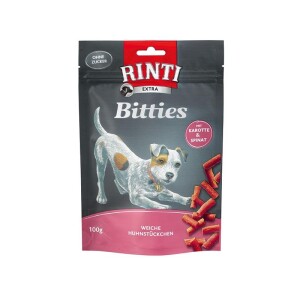 RINTI Extra Bitties Tahılsız Natural Tavuk Etli Ispanak ve Havuçlu Köpek Ödülü 100 gr - Rıntı