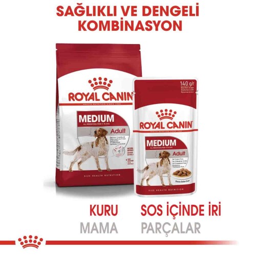 Royal Canin Medium Adult Orta Irk Yetişkin Köpekler İçin Parça Etli Yaş Mama 140 gr X 10 Adet - 6