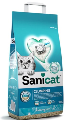 Sanicat Active Oksijen Marsilya Sabun Kokulu İnce Taneli Topaklanan Bentonit Kedi Kumu 10 lt - 1
