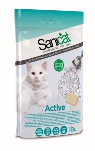 Sanicat Active Oksijen İçerikli Marsilya Sabun Kokulu Kalın Taneli Kedi Kumu 10 lt - 1