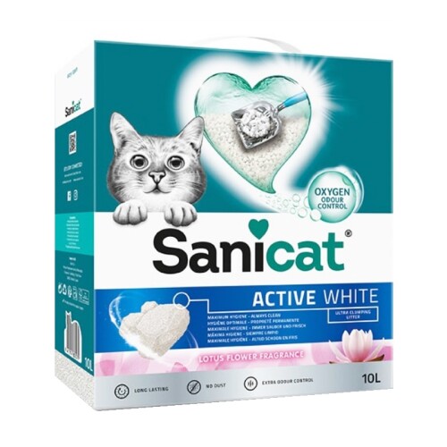 Sanicat Active White Lotus Flower Topaklaşan Bentonit Kedi Kumu 10 Lt - 1