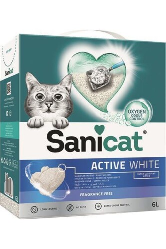 Sanicat Active White Kokusuz Topaklanan Bentonit Kedi Kumu 6 lt - 1