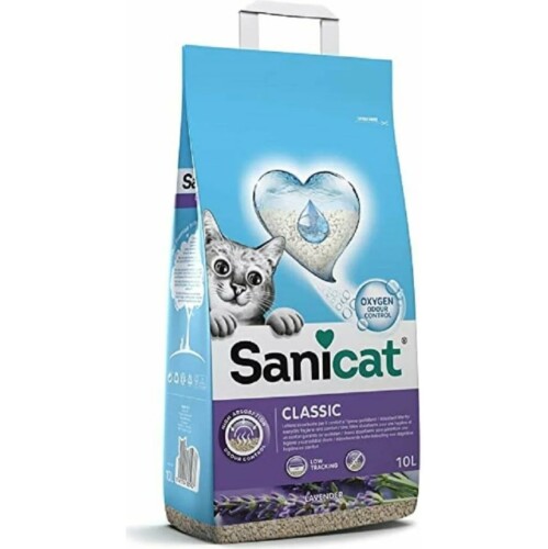 Sanicat Classic Lavantalı Oksijen Kontrollü Emici Topaklanan Bentonit Kedi Kumu 10 lt - 1