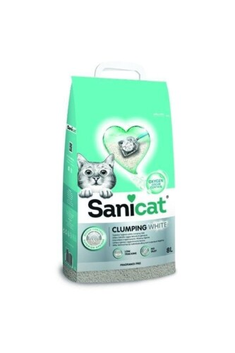 Sanicat Clumping White Oksijen Kontrol Süper Topaklanan Kokusuz Bentonit Kedi Kumu 8 lt - 1