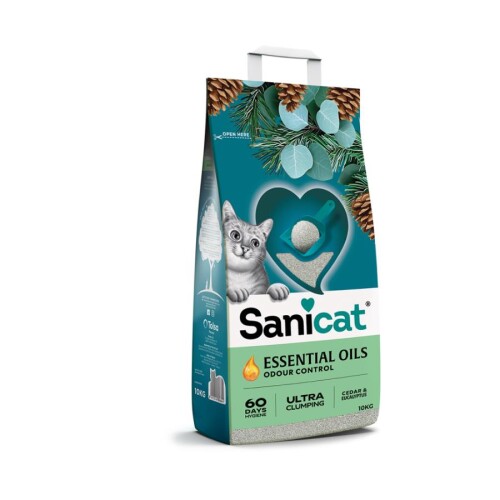 Sanicat Essential Oils Sedir ve Okaliptus Kokulu Kedi Kumu 10 Kg - 1