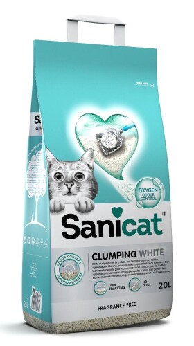 Sanicat Koku Kontrollü Topaklaşan Beyaz Tanecikli Bentonit Kedi Kumu 20 lt - 1