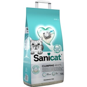 Sanicat Koku Kontrollü Topaklaşan Beyaz Tanecikli Bentonit Kedi Kumu 10 lt - Sanicat