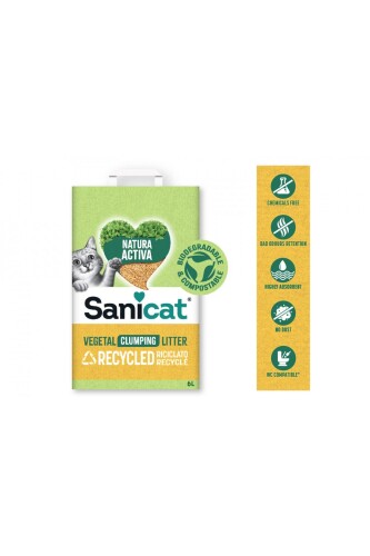 Sanicat Natura Activa Çam Peleti Bitkisel Topaklanan Bentonit Kedi Kumu 10 lt - 1