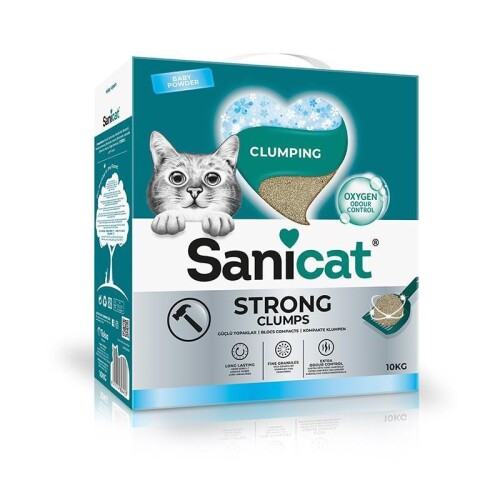 Sanicat Strong Clumps Ekstra Güçlü İnce Taneli Topaklanan Bentonit Kedi Kumu 10 lt - 1