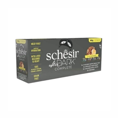 Schesir After Dark Et Suyunda Karışık Lezzetler Yetişkin Kedi Konservesi 80 Gr x 12 Adet - 1