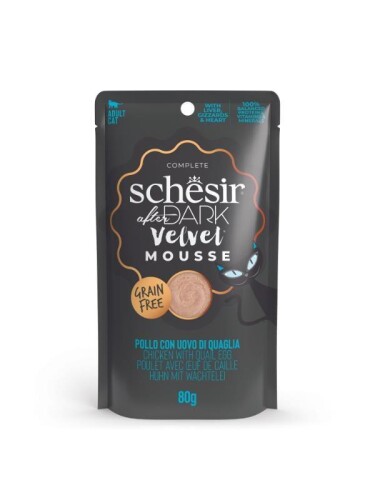 Schesir After Dark Mousse Tavuk Etli ve Bıldırcın Yumurtalı Tahılsız Yetişkin Kedi Konservesi 80 gr - 1