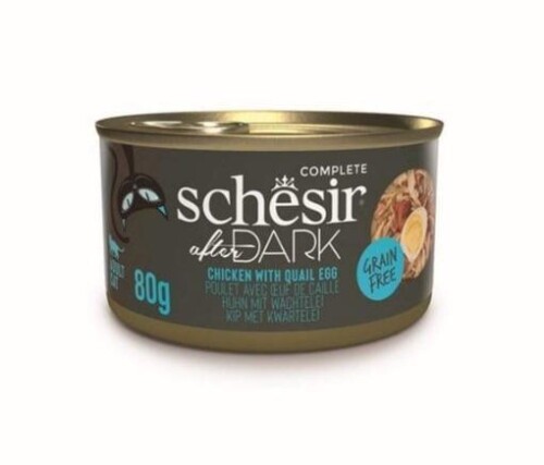 Schesir After Dark Tavuk ile Bıldırcın Yumurtası Et Suyunda Yetişkin Kedi Konservesi 80 gr - 1