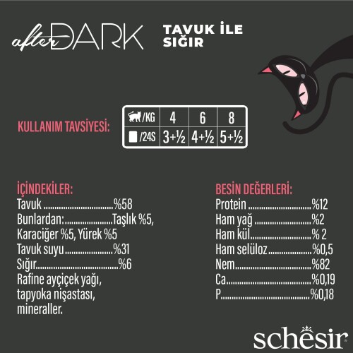 Schesir After Dark Tavuk ve Sığır Etli Suyunda Konserve 80 gr - 3