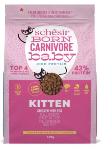 Schesir Born Carnivore Tahılsız Baby Tavuklu ve Yumurtalı Yavru Kedi Maması 1,25 kg - 1