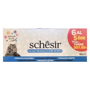 Schesir Deniz Mahsülleri Yetişkin Kedi Konservesi 85 gr (6 AL 5 ÖDE) - 1