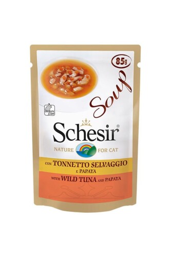 Schesir Doğal Alabalık ve Papayalı Kedi Çorbası 85 gr - 1
