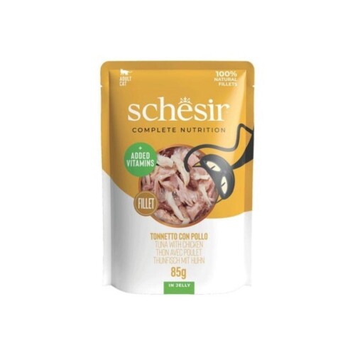 Schesir Jelly Pouch Ton Balıklı ve Tavuklu Yetişkin Kedi Konservesi 85 Gr - 1