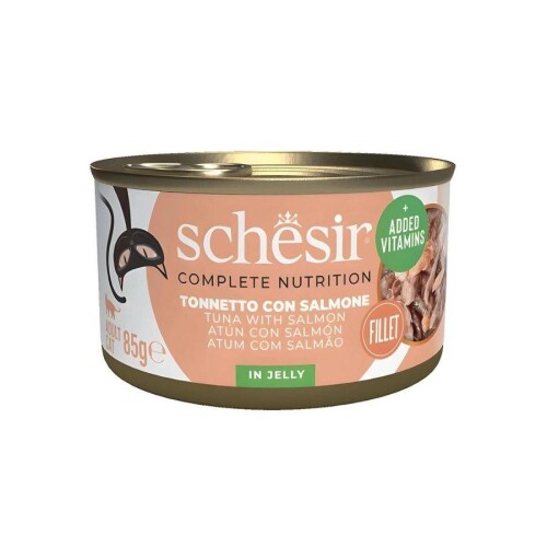 Schesir Jelly Ton Balıklı ve Somonlu Yetişkin Kedi Konservesi 85 Gr - 1