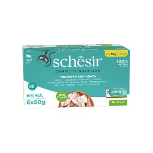 Schesir Tam ve Dengeli Ton Balığı ile Çipuralı Jöle İçinde Kedi Konservesi Multipack 6x50 gr - Schesir