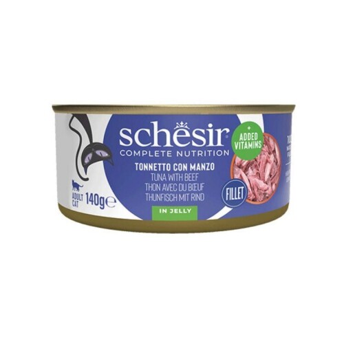 Schesir Jöle İçinde Ton Balığı ve Dana Etli Yetişkin Kedi Konservesi 140 Gr - 1