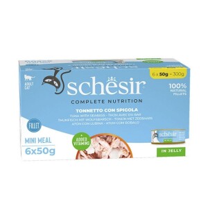 Schesir Jöle İçinde Ton Balığı ve Levrekli Yetişkin Kedi Konservesi 6 x 50 gr - Schesir