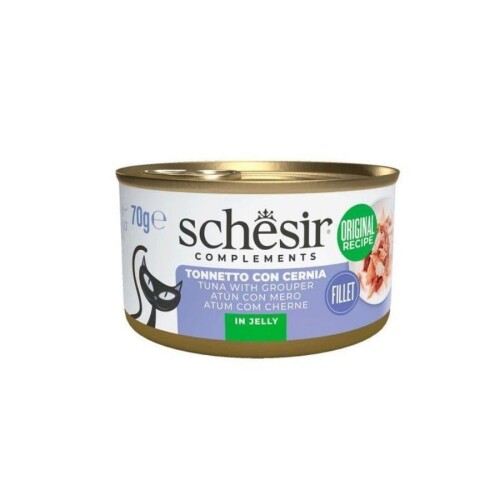 Schesir Jöle İçinde Ton ve Orfoz Balıklı Yetişkin Kedi Konservesi 70 gr - 1