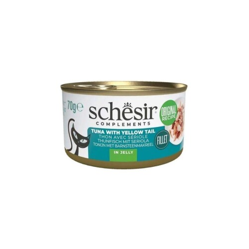 Schesir Jöle İçinde Ton ve Sarı Kuyruk Balıklı Yetişkin Kedi Konservesi 70 gr - 1