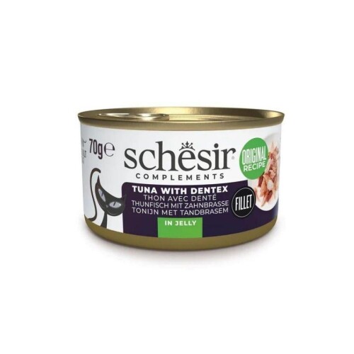 Schesir Jöle İçinde Ton ve Sinarit Balıklı Yetişkin Kedi Konservesi 70 gr - 1