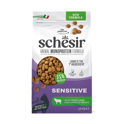 Schesir Hayvansal Monoprotein Formülü Kuzulu Hassas Yetişkin Kedi Maması 1,5 kg - 1