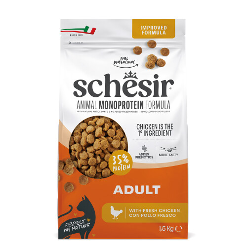 Schesir Hayvansal Monoprotein Formülü Tavuklu Yetişkin Kedi Maması 1,5 kg - 2