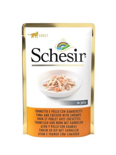 Schesir Pouch Tavuklı ve Karidesli Jöleli Kedi Konservesi 85 gr - 1