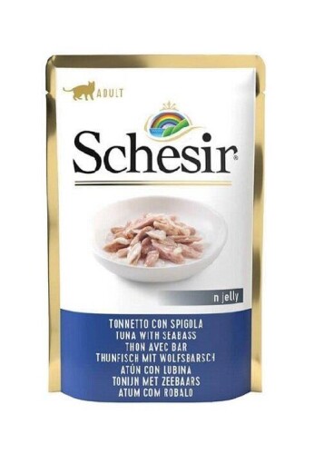 Schesir Pouch Ton Balıklı ve Levrekli Jöleli Kedi Konservesi 85 gr - 1