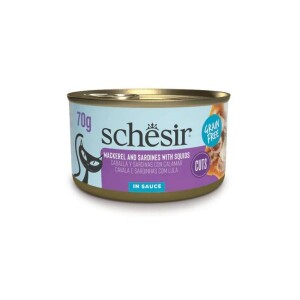 Schesir Tamamlayıcı Sardalya ile Uskumrulu Sos İçinde Yetişkin Kedi Konservesi 70 gr - Schesir