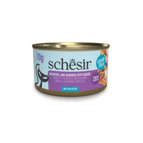 Schesir Sos İçinde Kalamar Uskumru ve Sardalyalı Yetişkin Kedi Konservesi 70 Gr - 1
