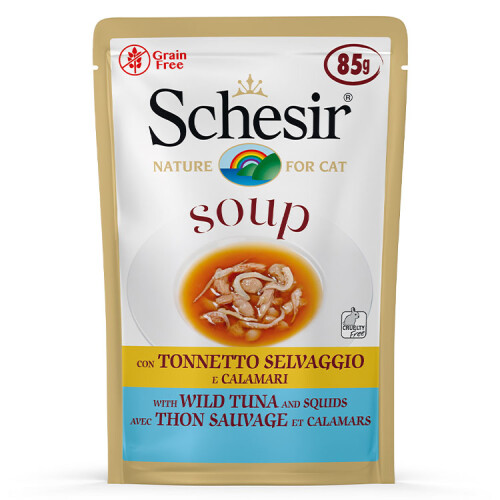 Schesir Soup Ton Balığı ile Kalamar Yetişkin Kedi Pouch 40 Gr - 1