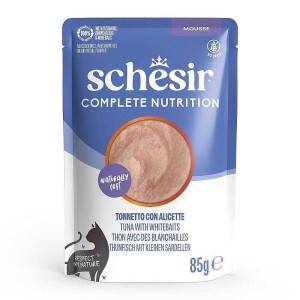 Schesir Tam ve Dengeli Ton Balıklı ve Hamsili Mus Yetişkin Kedi Konservesi - Schesir