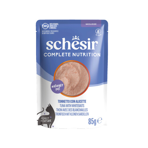 Schesir Tam ve Dengeli Ton Balıklı ve Hamsili Mus Yetişkin Kedi Pouch 85 Gr - 2