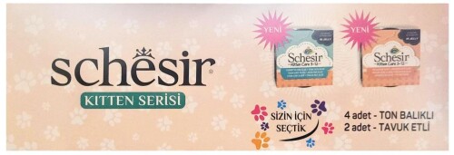Schesir Pouch Tavuk Etli ve Ton Balıklı Yavru Kedi Konserve Maması 85 gr (6 AL 5 ÖDE) - 2