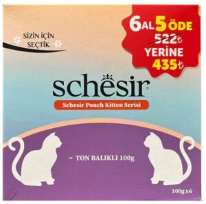 Schesir Pouch Ton Balıklı Yavru Kedi Konservesi 100 gr (6 AL 5 ÖDE) - Schesir
