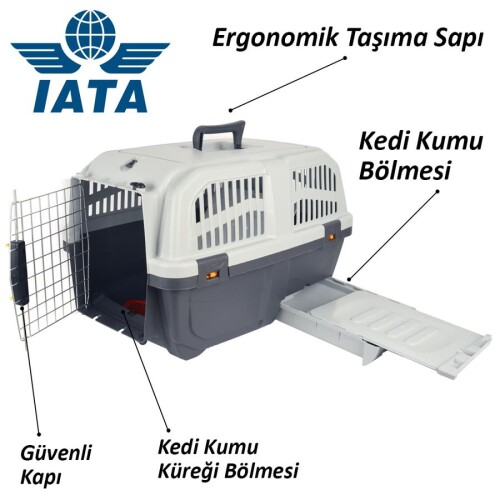 Skudo Lata 3 Tuvaletli Kedi Köpek Seyahat Kafesi 60 cm - 1