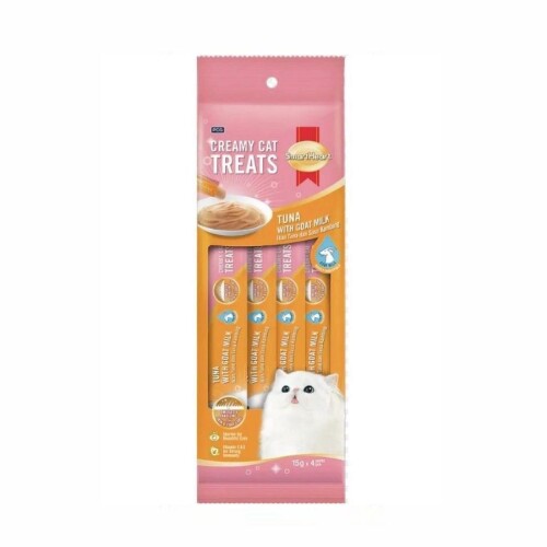 SmartHeart Ton Balıklı Ve Keçi Sütlü Sıvı Krema Kedi Ödülü 4x15 gr - 1