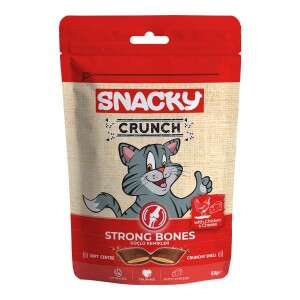 Snacky Crunchy Tavuklu ve Peynirli Kedi Ödülü Strong Bones 60 gr - Snacky