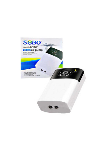 Sobo SB-268 Şarjlı Dijital Çift Çıkışlı Akvaryum Hava Motoru 2W 2X3 Lt /dk - 1