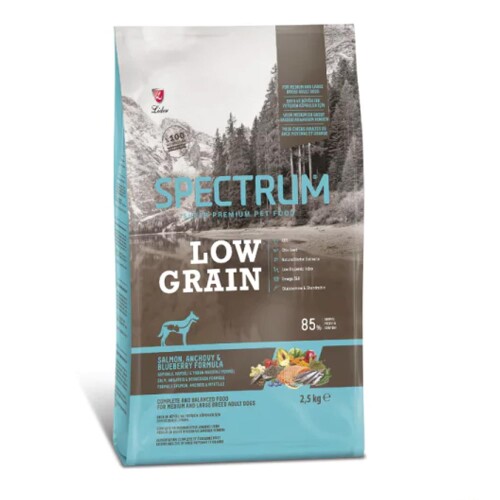 Spectrum Somonlu ve Yaban Mersinli Orta ve Büyük Irk Düşük Tahıllı Yetişkin Köpek Maması 2,5 kg - 1