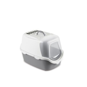 Stefanplast Cathy Easy Clean Gri/Beyaz Kedi Tuvaleti 56x40x40 cm - Stefanplast