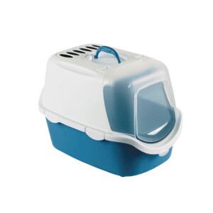 Stefanplast Cathy Easy Clean Kapalı Kedi Tuvaleti Mavi - Stefanplast
