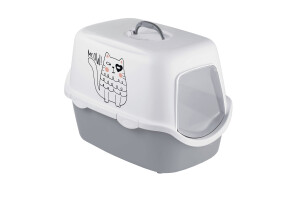 Stefanplast Cathy Griffe Gri/Beyaz Kedi Tuvaleti 56x40x40 cm - 